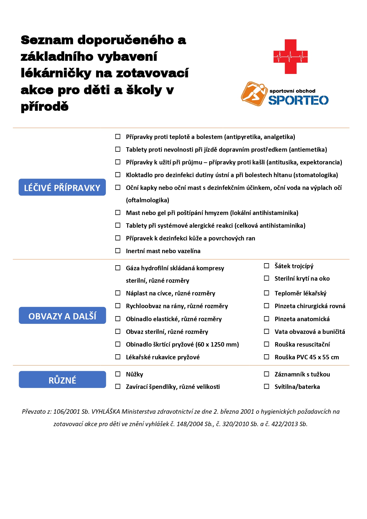 Sporteo vybaveni lekarnicky na zotavovací akce poster_page-0001